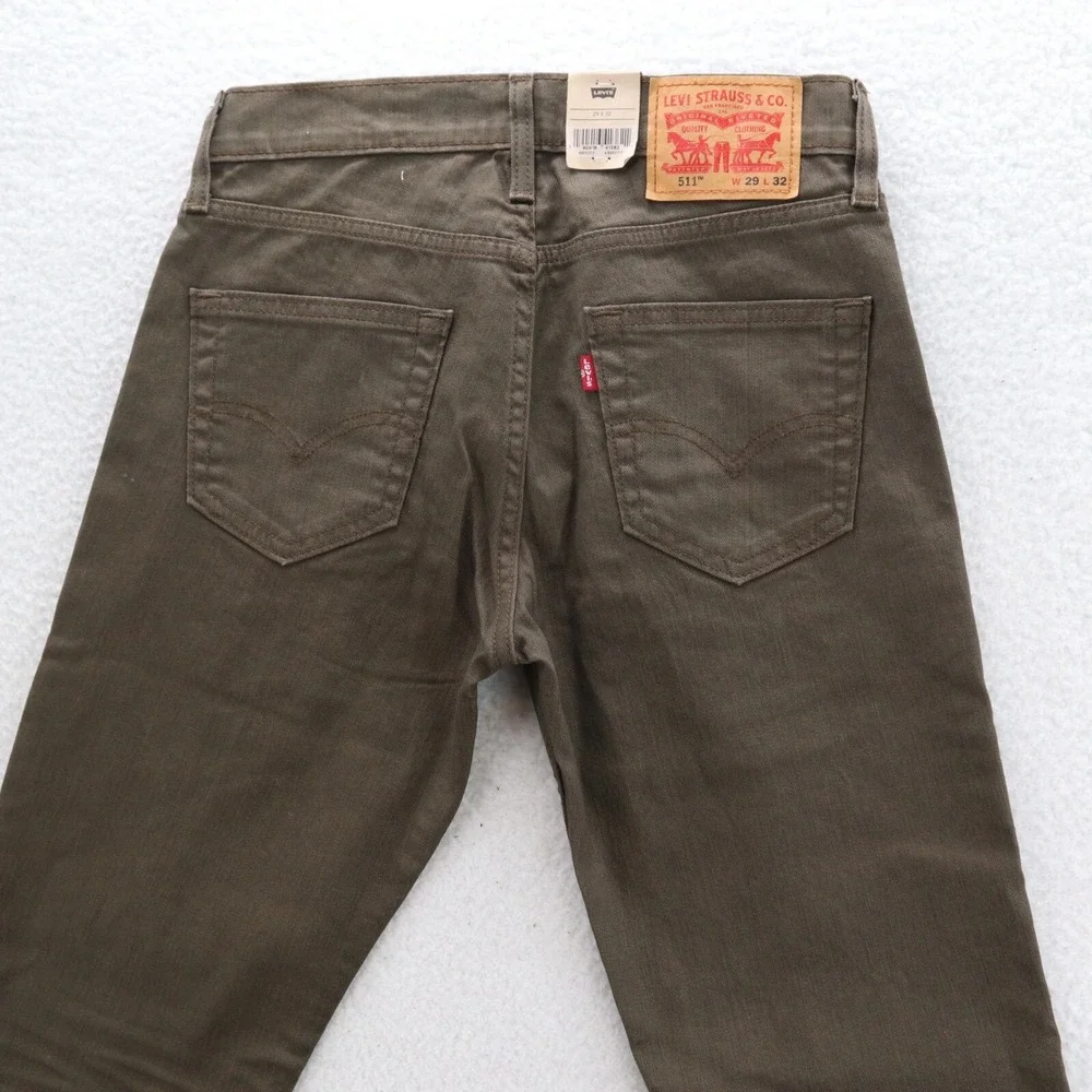 Levi's Jeans Men's 29x32 Olive Green 511 Slim Fit Stretch Denim Straight New